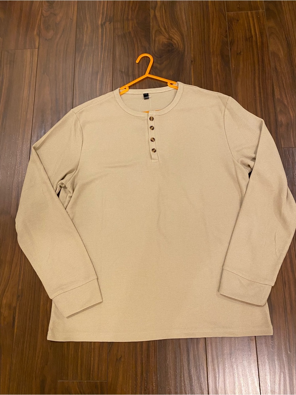 Whatlees Tan Waffle Henley Size L